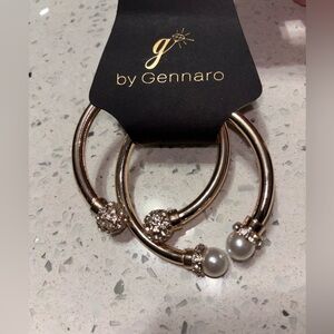 Gennaro Rose Gold Hoop Bracelets with Crystal and Pearl Accents